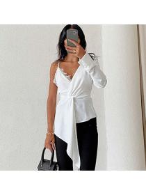 Outlet sexy Sling top single-sleeved white shirt