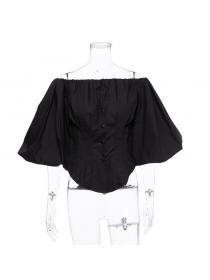 Outlet New style sexy off-shoulder shirt long-sleeved top