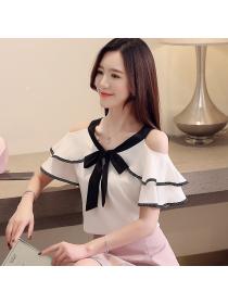 Korean fashion sling tops summer short sleeve chiffon shirt
