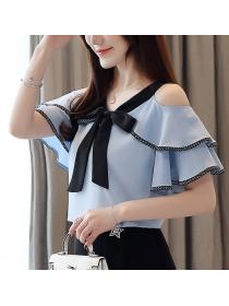 Korean fashion sling tops summer short sleeve chiffon shirt
