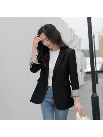 Fashion style Autumn Casual tops black blazer for women