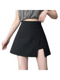 Spring new fashion high waist split A-line skirt for women