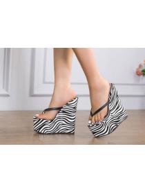 Outlet Zebra print Wedge Comfortable Comfort High Heel Flip-Flops 
