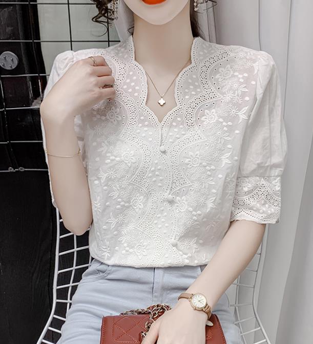 On Sale Lace Hollow Out Nobel Loose Blouse