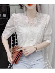 On Sale Lace Hollow Out Nobel Loose Blouse 