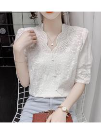 On Sale Lace Hollow Out Nobel Loose Blouse 