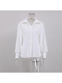 Outlet European fashion long-sleeved temperament casual high-end Blouse