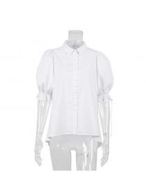Outlet Summer new short-sleeved shirt puff sleeves casual top