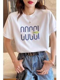 Outlet Summer new loose cotton T-shirt etter embroidery t-shirt 