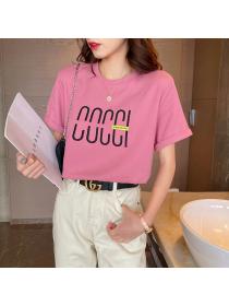 Outlet Summer new loose cotton T-shirt etter embroidery t-shirt 