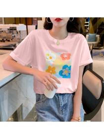 Outlet Summer new Floreal loose fashion cotton top