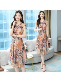 【M-5XL】New style summer Elegant mother floral chiffon dress