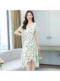 【M-3XL】Women's Floral dress summer new temperament Short-sleeved dress