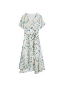 【M-3XL】Women's Floral dress summer new temperament Short-sleeved dress