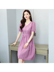 【M-2XL】Summer new women's fashion temperament summer thin linen dress