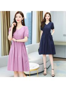 【M-2XL】Summer new women's fashion temperament summer thin linen dress