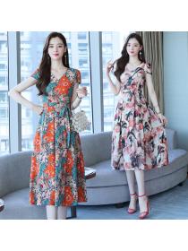 【M-3XL】New style Silk Lady Fashion High-end Floral Dress