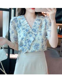 For Sale V   Collars Lace Up Flower Blouse 