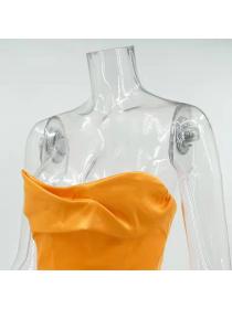 Outlet hot style Summer new women's sexy fishbone off shoulder short vest