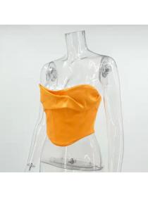 Outlet hot style Summer new women's sexy fishbone off shoulder short vest