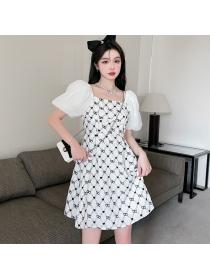 Vinatage style puff sleeve embroidery Fashion style summer dress