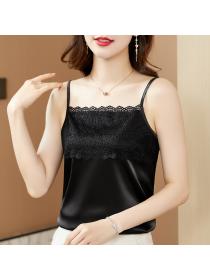Women's Lace Satin camisole summer bottoming Casual top