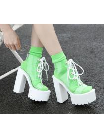 Outlet High-heeled Platform Transparent Lace-Up Sandals