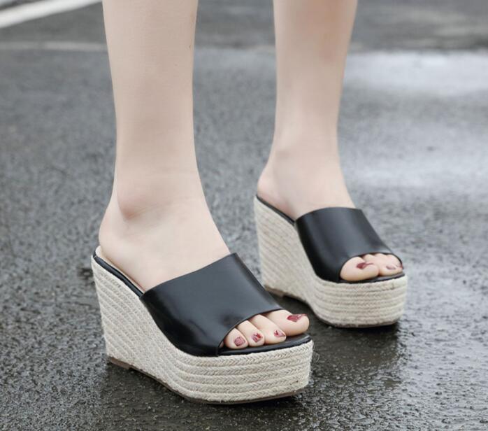 wedge heel thick bottom korean summer slippers