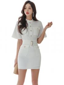 Korean Style  temperament   waist show OL  Style    casual dress
