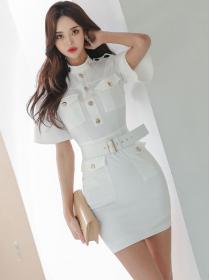 Korean Style  temperament   waist show OL  Style    casual dress