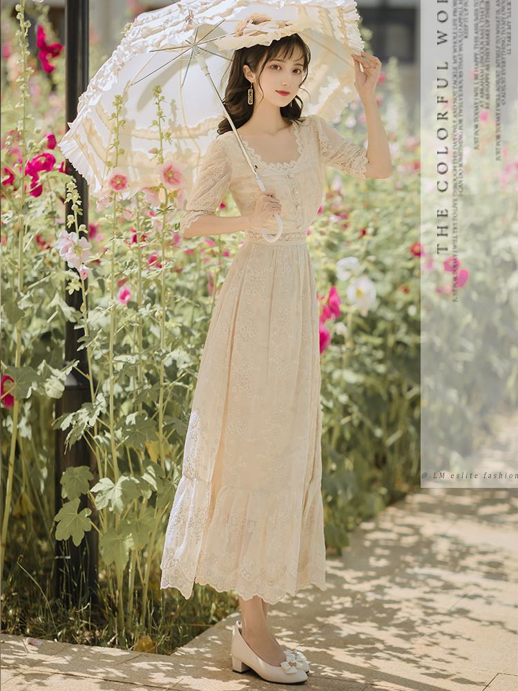 Outlet Flower embroidered Maxi Dress