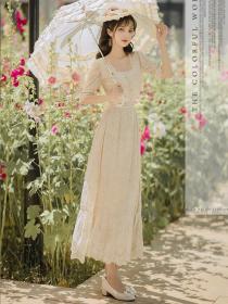 Outlet Flower embroidered Maxi Dress 