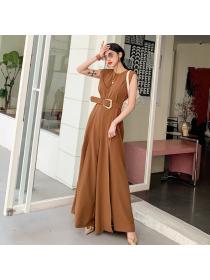 Summer new casual jumpsuit high waist slim trousers(with belts)