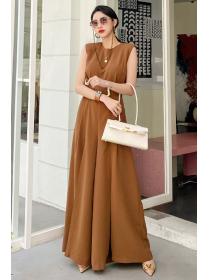 Summer new casual jumpsuit high waist slim trousers(with belts)