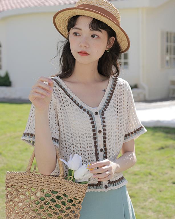 On Sale Flower Hollow Out Sweet Top