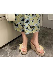 New style Flower High-heeled Wedge Heel Transparent Sandals