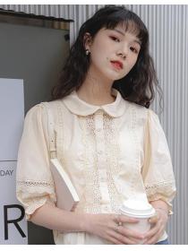 Korean Style Doll Collars Pure Color Blouse 