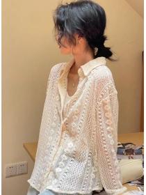 On Sale Lace Hollow Out Loose Blouse 