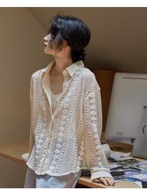 On Sale Lace Hollow Out Loose Blouse 