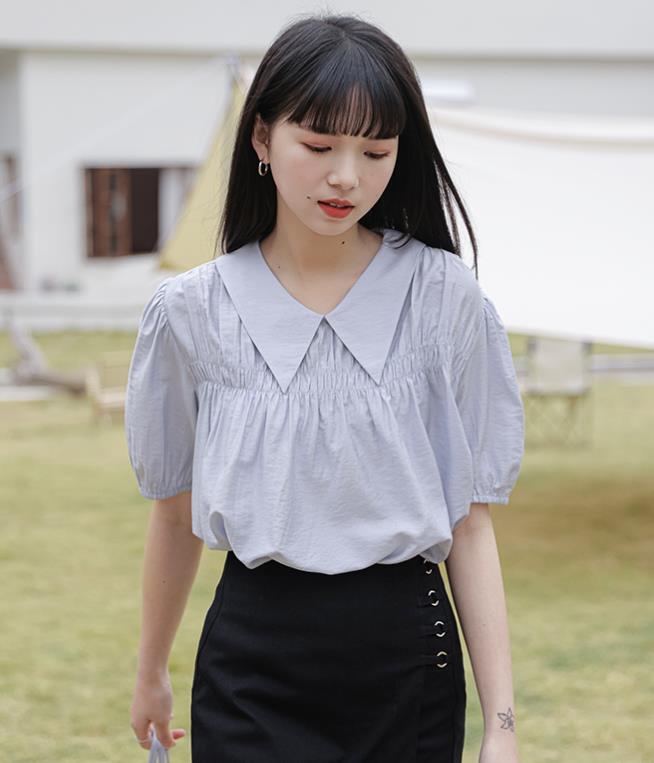 Discount Horn Sleeve Doll Collars Fashion Blouse