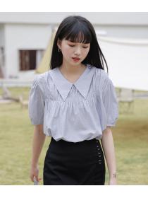 Discount Horn Sleeve Doll Collars Fashion Blouse 
