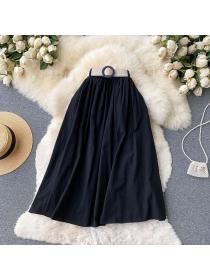 New style casual matching A-line elastic waist Plain color skirt