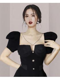 Korean Style Pure Color Crossing Fashion Dress 