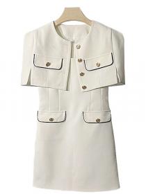 Temperament cape short coat vest short skirt elegant two-piece set