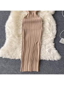 Hot sale Sexy Slim-waist hip-full stretch knitted dress