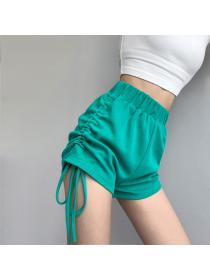 Sexy girl pleated sports shorts high waist matching casual hot pants