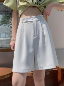 Women's summer A-line black high-waisted straight casual Short pants 