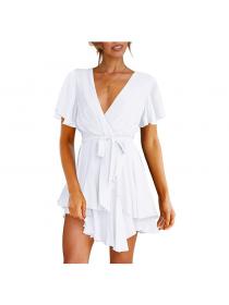 Outlet Summer hot selling V-neck short-sleeved elegant dress