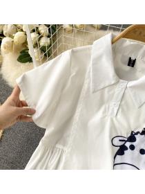 New style white shirt chiffon short-sleeved loose polo shirt