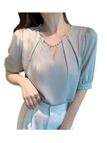 Korean Style Hollow Out Peral Matching Blouse